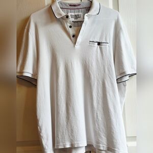 Ted Baker Men's White Polo Shirt With Blue Trim